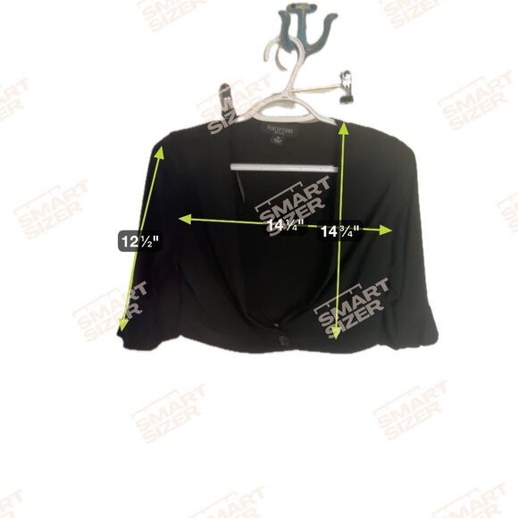 Perceptions Petite NWT Black 3/4 Sleeve Cropped Open Front Shrug Cardigan Sz 4P - Picture 6 of 9